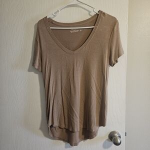 Abercrombie & Fitch Light Brown V-Neck Tee
